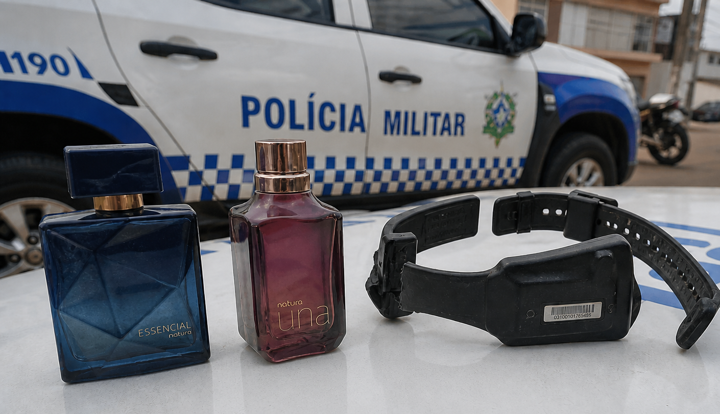 Mulher é conduzida à delegacia após violação de tornozeleira eletrônica e posse de objetos suspeitos
