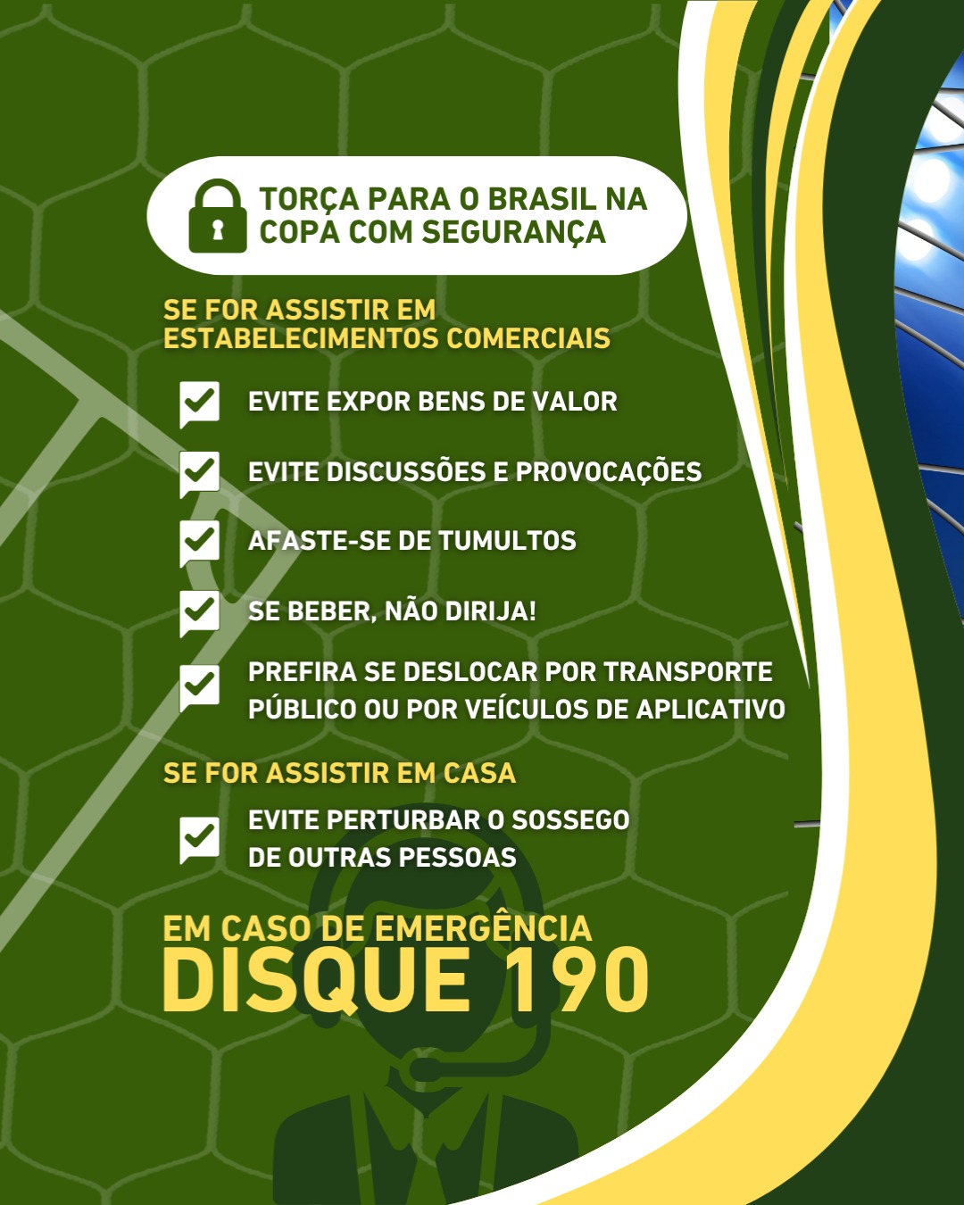 Polícia Militar dá dicas para torcer pelo Brasil com segurança