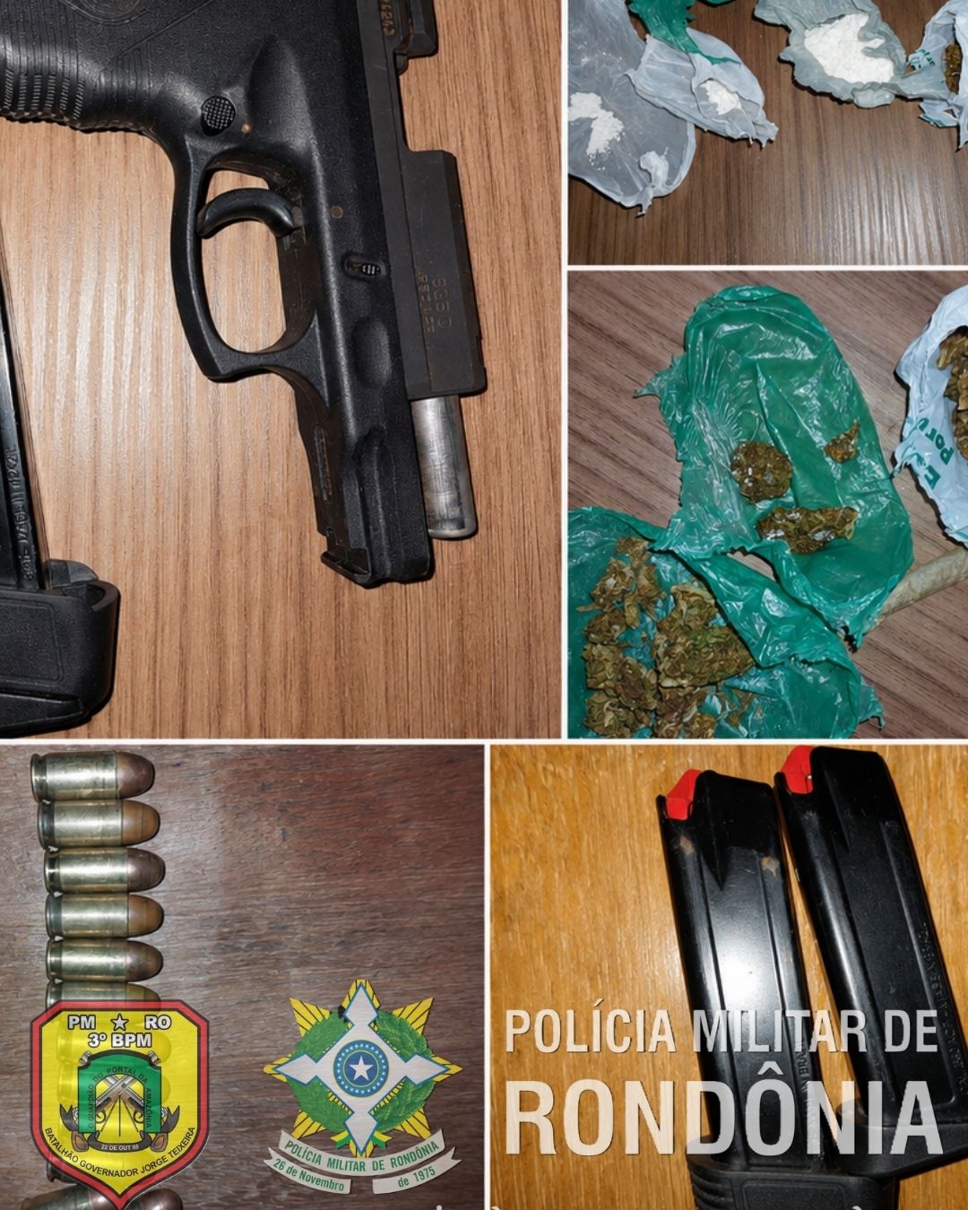 VILHENA – POLÍCIA MILITAR PRENDE DOIS HOMENS E APREENDE ARMA E DROGAS DURANTE AÇÃO NO BAIRRO ORLEANS